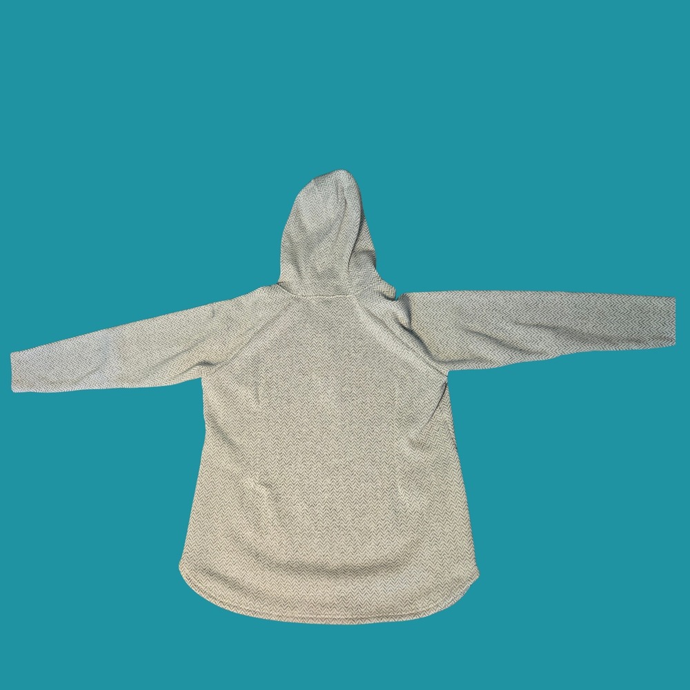 Columbia Grey Herringbone Snap Pullover Hoodie 1X Kangaroo Pocket Coastal tunic - Picture 14 of 14